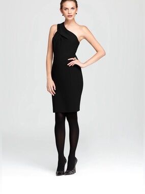Tory Burch Ashlee One Shoulder Stretch Crepe Sheath Black Dress , sz : 4